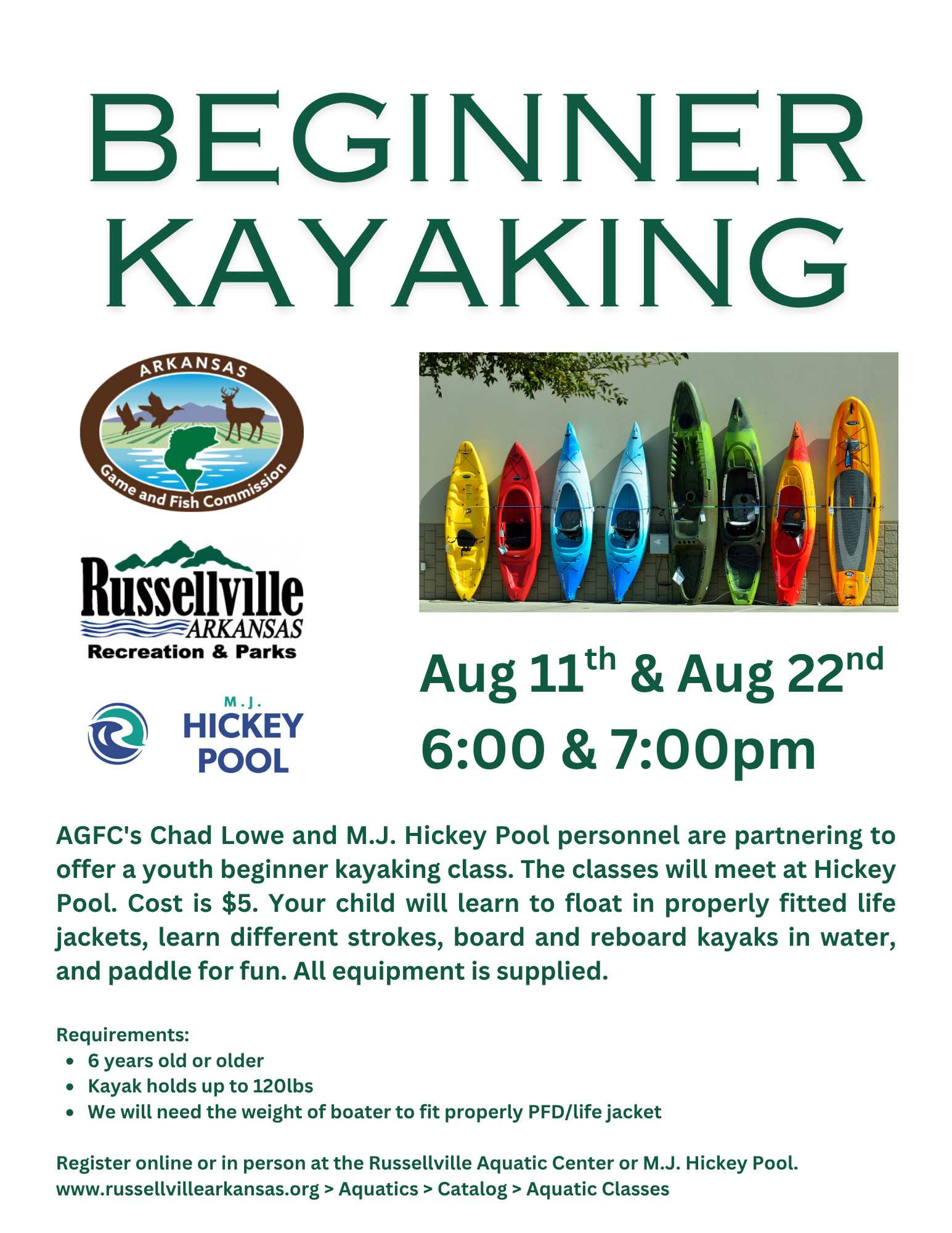 kidsKayakClass Flyer 